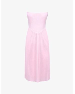 House Of Cb Marci Pleated Woven Midi Corset Dress - Pink