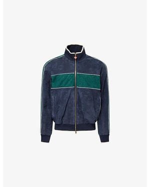 CASABLANCA Brand-Print Track Suede Jacket - Blue