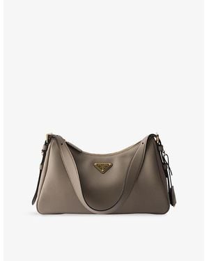 Prada Aimee Medium Leather Shoulder Bag - Grey