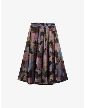 Ted Baker Bursa Jacquard Floral-Print Woven Midi Skirt - White