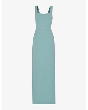 Whistles Light Mila Square-Neck Stretch-Recycled-Polyester Maxi Dress - Blue