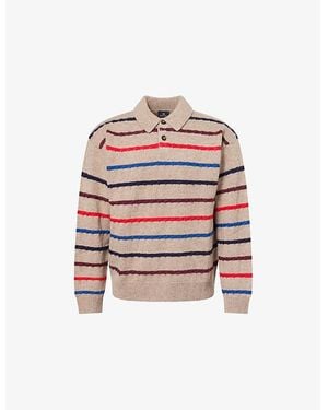 Paul Smith Striped Long-Sleeve Wool-Blend Jumper - Red
