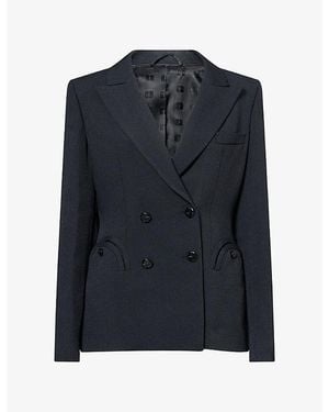 Blazé Milano Luna Charmer Double-Breasted Woven Blazer - Blue