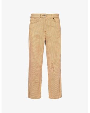 ME+EM Striped Tapered-Leg Cotton Trousers - Natural