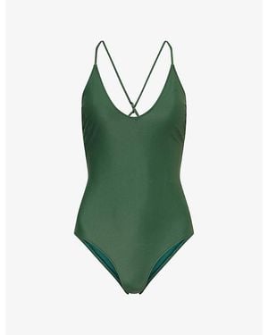 VERANDAH V-Neck Cross-Back Swimsuit - Green
