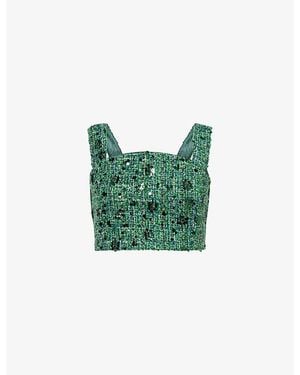 Amy Lynn Lola Cropped Woven Top - Green
