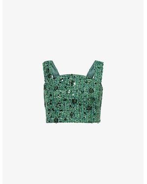 Amy Lynn Lola Cropped Woven Top - Green