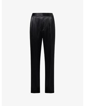 Tom Ford Polka-Dot Double-Pleat Silk-Blend Trousers - Black