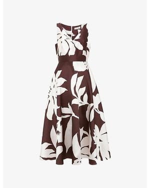 Phase Eight Delicia Floral-Print Woven Midi Dress - White