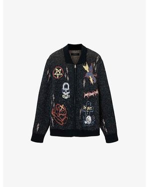 AllSaints Meller Jacquard-Motif Knitted Cardigan - Black