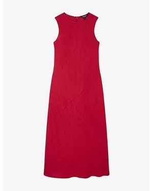 Whistles Bias-Cut Sleeveless Linen Midi Dress - Red