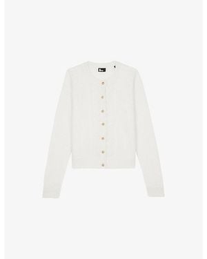 The Kooples Round-Neck Button-Down Cashmere Cardigan - White