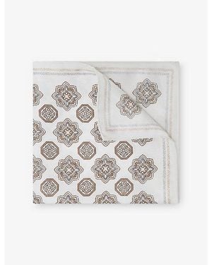 Reiss Gian Floral-Medallion Print Silk Pocket Square - White