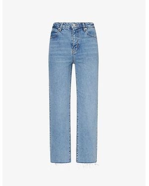 FRAME The Ruler Crop Straight-Leg High-Rise Denim Jeans - Blue
