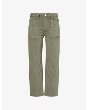 PAIGE Quincy Ankle-Length Mid-Rise Stretch Cotton-Blend Trousers - Green