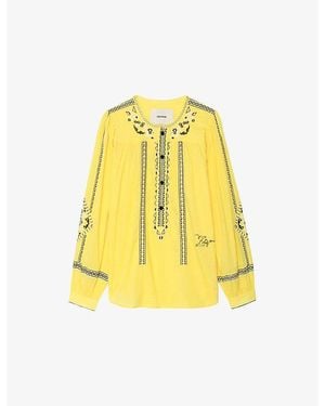 Zadig & Voltaire Tigy Embroidered Cotton Blouse - Yellow