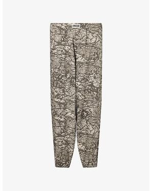 GYMSHARK Pumper Abstract-Print Cotton-Poplin Trousers - Grey