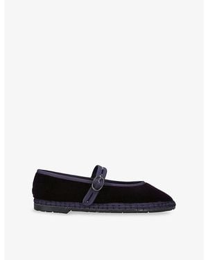 Flabelus Pierre Velvet Mary Jane Flats - Black