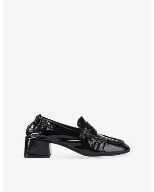 Steve Madden Estee Heeled Patent-Leather Loafers - Black