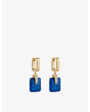 Astley Clarke Deco 18Ct-Plated Sterling, Lapis And Sapphire Drop Huggies - Blue