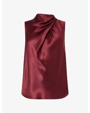 Gabriela Hearst Melina Draped-Neck Silk Top - Red