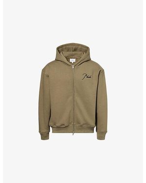 Rhude Logo-Embroidered Zip-Up Cotton Hoody - Natural