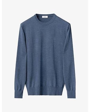 Eton Crew-Neck Wool-Knitted Jumnper - Blue