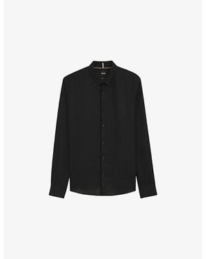BOSS Regular-Fit Long-Sleeve Linen Shirt - Black