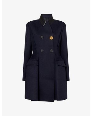 Givenchy Double-Breasted Pinched Wool-Cashmere Blend Coat - Blue