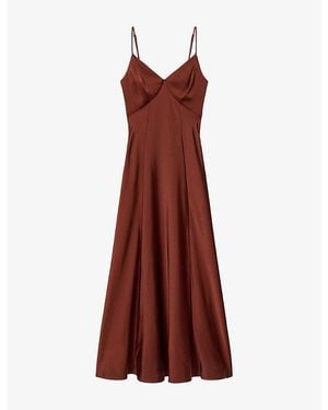 AllSaints Irina V-Neck Woven Maxi Dress - Red
