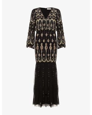 Phase Eight Petite Sequin-Embellished Woven Maxi Dress - Black
