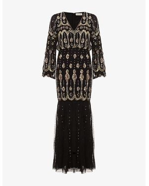 Phase Eight Petite Sequin-Embellished Woven Maxi Dress - Black