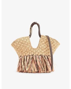 Zimmermann Goldentime Fringed Small Raffia Tote Bag - Metallic