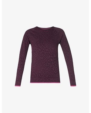 Sweaty Betty Animal Crew Neck Base Layer Ski Top - Purple