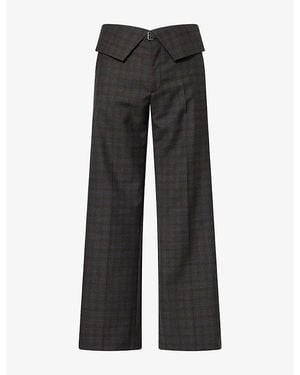 Dries Van Noten Preston Foldover-Waist Wool Pants - Gray