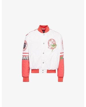 BBCICECREAM Stadium Graphic-Print Cotton Varsity Jacket - Red