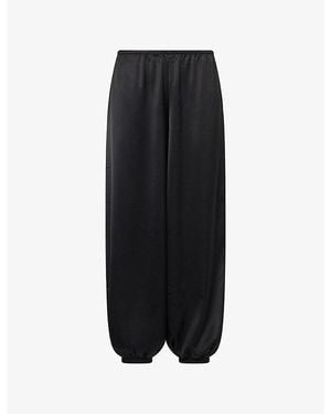 Reformation Aven Balloon-Leg Satin Trousers - Black