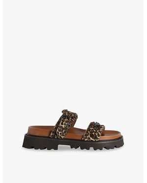 Zadig & Voltaire Leopard-Effect Leather Mules - Brown