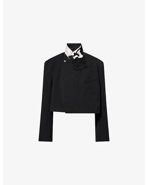 Dries Van Noten Bosea Cropped Embroidered Wool Blazer - Black