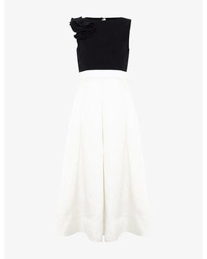 Phase Eight Perla Colour-Block Satin Midi Dress - White
