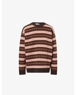 Miu Miu Fair Isle Wool Knitted Sweater - Red