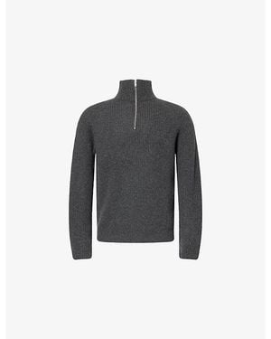 John Smedley Ryker Quarter-Zip Knitted Cashmere And Wool-Blend Jumper - Black