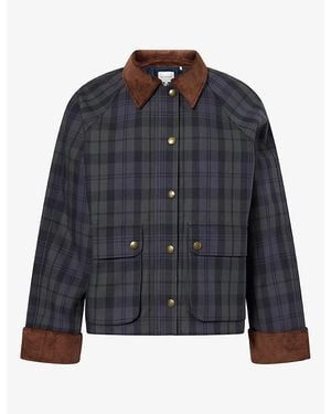 GOOD AMERICAN The Heritage Check Cotton Jacket - Blue
