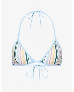 Faithfull the Brand Ania Striped Triangle Bikini Top - Blue