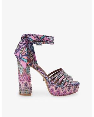 Kurt Geiger Pierra Satin Platform Sandals - Purple
