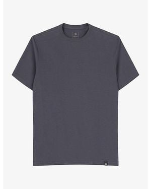 BOGGI Short-Sleeved Branded-Tab Stretch-Cotton T-Shirt - Blue