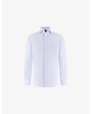BOGGI Dobby-Textured Slim-Fit Cotton Shirt - Blue