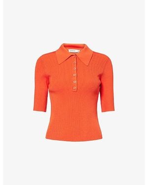 Jonathan Simkhai Secily Knitted Polo Shirt - Orange
