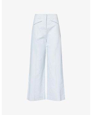Veronica Beard Cassidee Straight-Leg Cotton-Blend Trousers - Blue