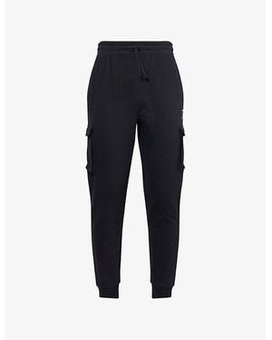GYMSHARK Crest-Logo Tapered-Leg Cotton-Blend Cargo Joggers - Black
